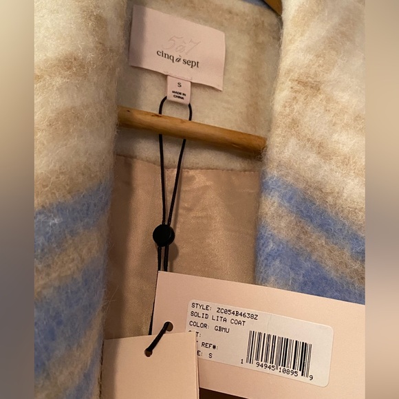 CINQ A SEPT
Lita Plaid Shawl-Collar Fringe Coat - Picture 8 of 9